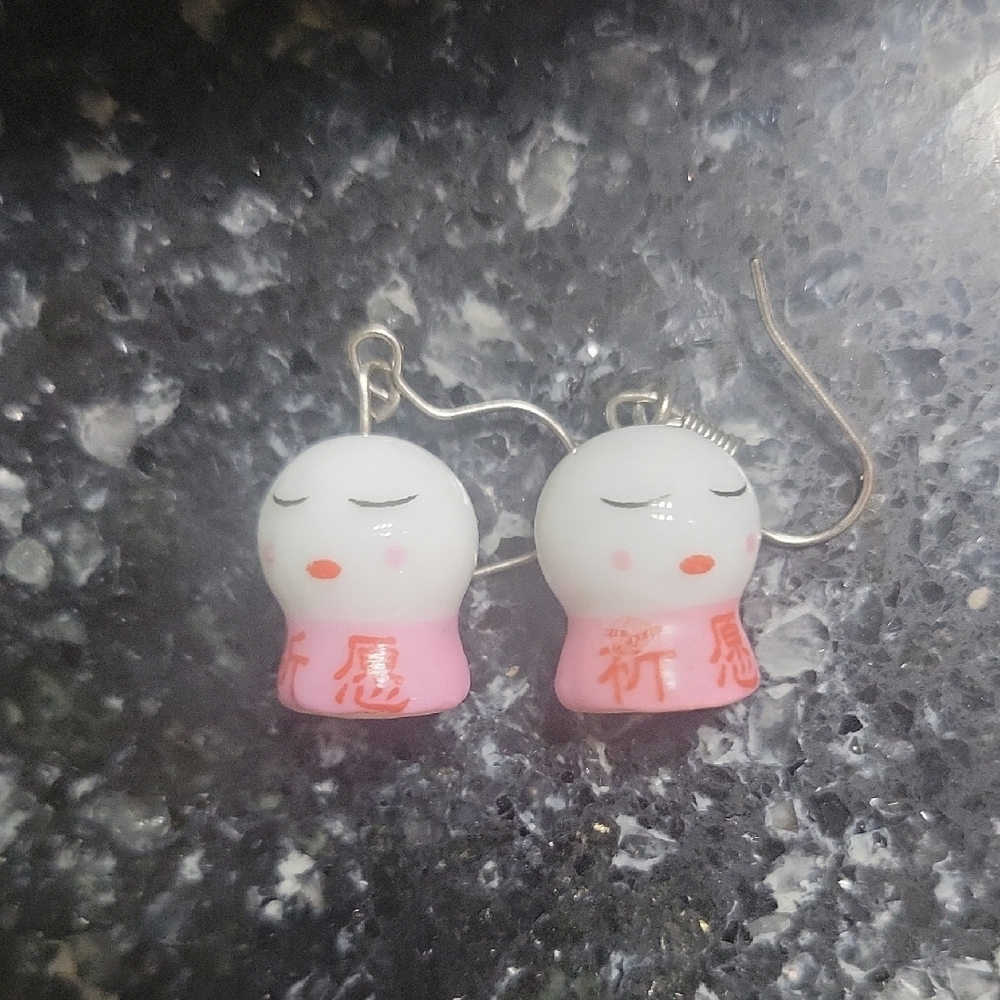 Cute Pink and White Earrings